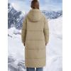 imageFlygo Womens Hooded Long Puffer Coat Winter Jackets Coats Warm Maxi Long Sleeve Zip Padded Down Cocoon OuterwearKhaki