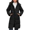 imageFlygo Long Winter Coats for Women Hooded Puffer Coat Jackets Thickened Midi Long Sleeve Zip Down Parka OuterwearBlack