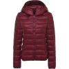 imageFlygo Womens Lightweight Hooded Down Jacket Water Resistance Puffer CoatWine Red