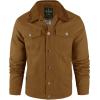 imageFlygo Mens Flannel Lined Shirt Jacket Cotton Corduroy Turndown Collar Snap Button Rugged Cargo Trucker Jacket with MultiPocketsBrownXL