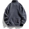 imageFlygo Mens Fleece Sweatshirt Sherpa Lined Oversized Half Zip Pullover Sweatshirts TopsGrey