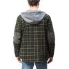 imageFlygo Mens Outdoor Casual Fleece Sherpa Lined Flannel Hooded Plaid Shirt JacketGreenPlaidM