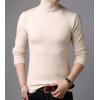 imageFlygo Mens Slim Fit Basic Turtleneck High Neck Pullover Sweater TopsBeige