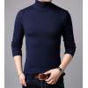 imageFlygo Mens Slim Fit Basic Turtleneck High Neck Pullover Sweater TopsNavy