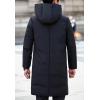 imageFlygo Mens Winter Coats Hooded Mid Long Quilted Puffer Down Jacket CoatBlack