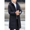 imageFlygo Mens Winter Coats Hooded Mid Long Quilted Puffer Down Jacket CoatBlack