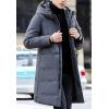 imageFlygo Mens Winter Coats Hooded Mid Long Quilted Puffer Down Jacket CoatGrey
