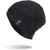 imageFlygo Mens Winter Fleece Lined Beanie Hat Scarf Set 2 Piece Skull Cap Neck WarmerBlack