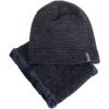 imageFlygo Mens Winter Fleece Lined Beanie Hat Scarf Set 2 Piece Skull Cap Neck WarmerNavy