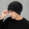 imageFlygo Mens Winter Warm Fleece Lined Knit Beanie Hat Slouchy Thick Skull CapBlack