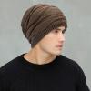 imageFlygo Mens Winter Warm Fleece Lined Knit Beanie Hat Slouchy Thick Skull CapKhaki