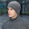 imageFlygo Mens Winter Warm Fleece Lined Knit Beanie Hat Slouchy Thick Skull CapLight Grey