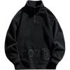 imageFlygo Mens Fleece Sweatshirt Sherpa Lined Oversized Half Zip Pullover Sweatshirts TopsBlack