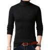 imageFlygo Mens Slim Fit Basic Turtleneck High Neck Pullover Sweater TopsBlack