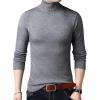 imageFlygo Mens Slim Fit Basic Turtleneck High Neck Pullover Sweater TopsDark Grey