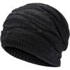 imageFlygo Mens Winter Warm Fleece Lined Knit Beanie Hat Slouchy Thick Skull CapBlack