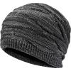 imageFlygo Mens Winter Warm Fleece Lined Knit Beanie Hat Slouchy Thick Skull CapDark Grey