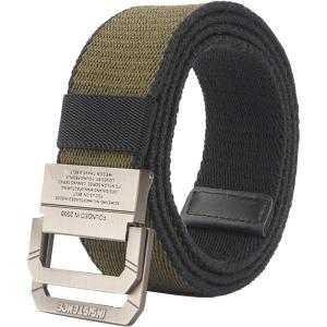 imageFlygo Mens Canvas Web Belt Double DRing Buckle Tactical Military Webbing BeltArmy Green
