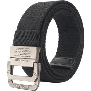 imageFlygo Mens Canvas Web Belt Double DRing Buckle Tactical Military Webbing BeltBlack