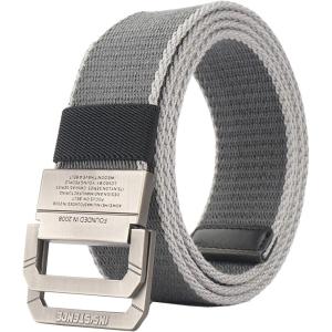 imageFlygo Mens Canvas Web Belt Double DRing Buckle Tactical Military Webbing BeltDark Grey
