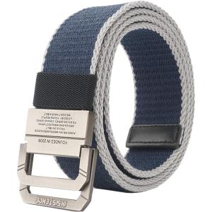 imageFlygo Mens Canvas Web Belt Double DRing Buckle Tactical Military Webbing BeltNavy