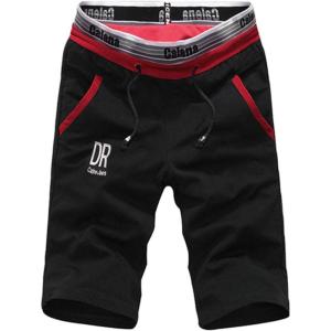 imageFlygo Mens Casual Classic Fit Elastic Jogger Gym Beach ShortsBlack