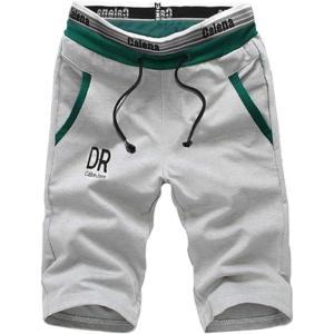 imageFlygo Mens Casual Classic Fit Elastic Jogger Gym Beach ShortsGrey