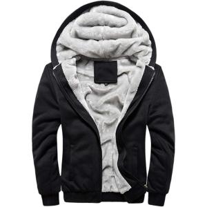 imageFlygo Womens Winter Thick Fleece Lined Zip Hoodie Sweatshirts Jacket Coat OutwearBlack