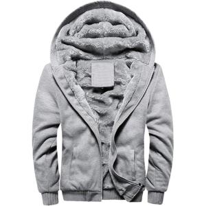 imageFlygo Womens Winter Thick Fleece Lined Zip Hoodie Sweatshirts Jacket Coat OutwearGrey