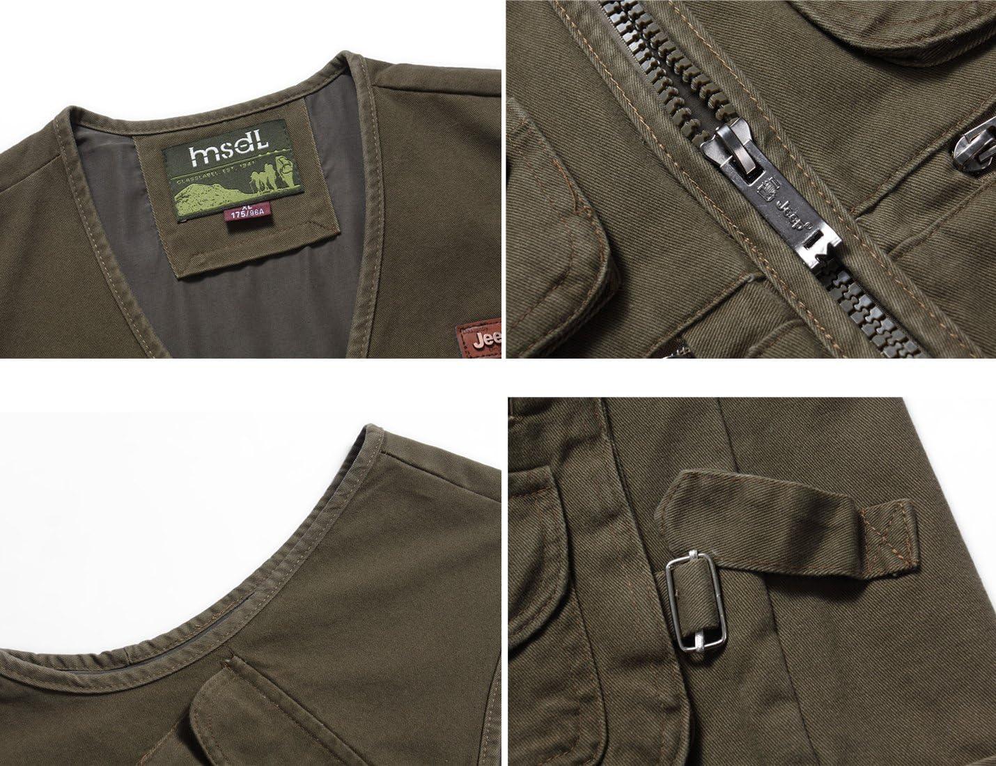 imageFlygo Mens 100 Cotton Outdoor Multiple Pockets Safari Fishing Journalist Vest Waistcoat Large CreamyWhite