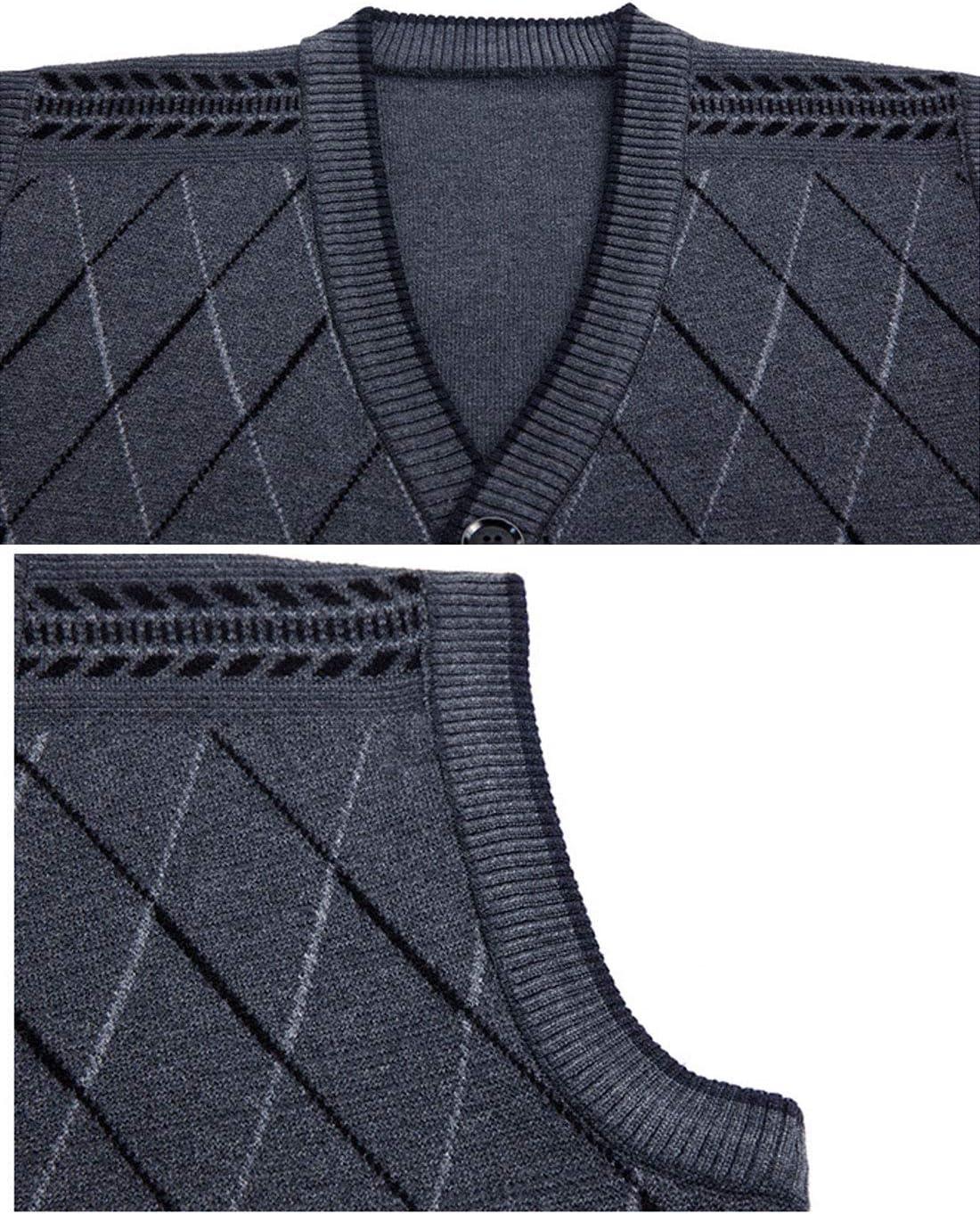 imageFlygo Mens Casual Argyle V Neck Button Front Wool Knitted Sweater Vest WaistcoatCoffee