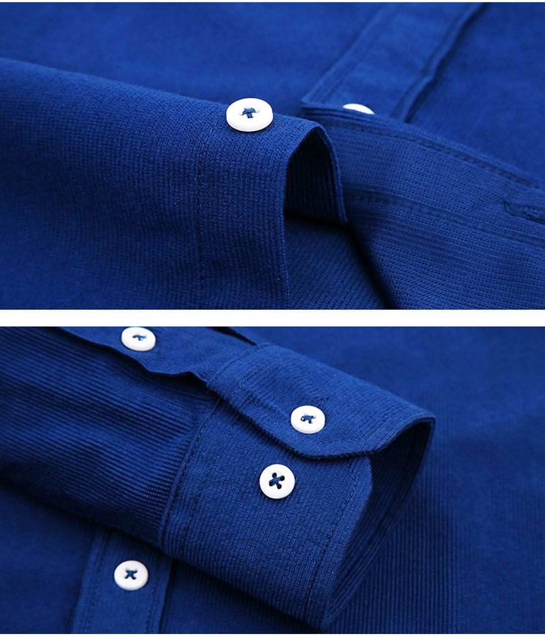 imageFlygo Mens Casual Corduroy Shirt Button Down Long Sleeve Solid Tops Shirts JacketDark Blue