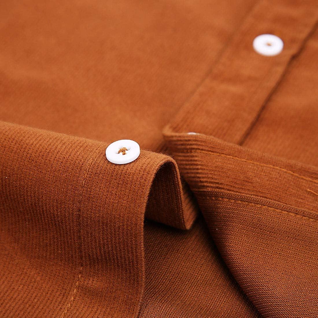 imageFlygo Mens Casual Corduroy Shirt Button Down Long Sleeve Solid Tops Shirts JacketLight Green