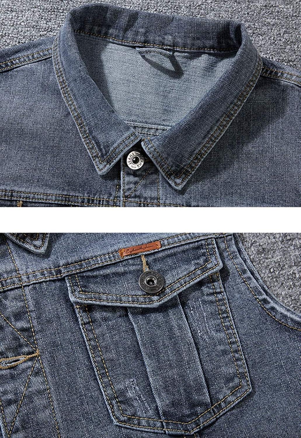 imageFlygo Mens Casual Lapel ButtonDown Denim Vest Sleeveless Trucker Jeans Vests JacketGrey