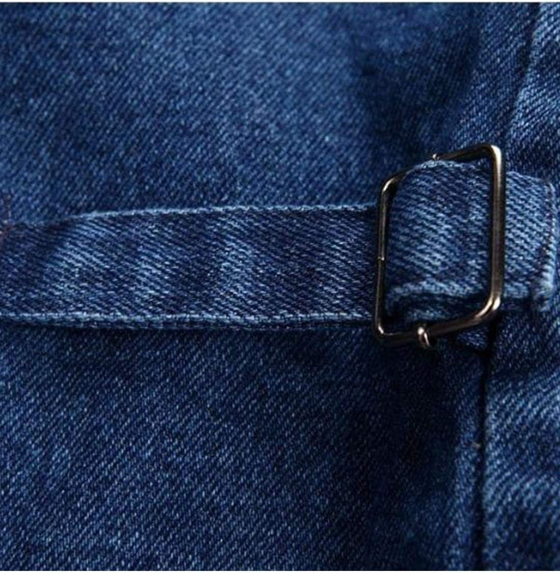 imageFlygo Mens Casual Outdoor Washed Denim MultiPockets Work Travel Safari Fishing Vest OutwearBlue