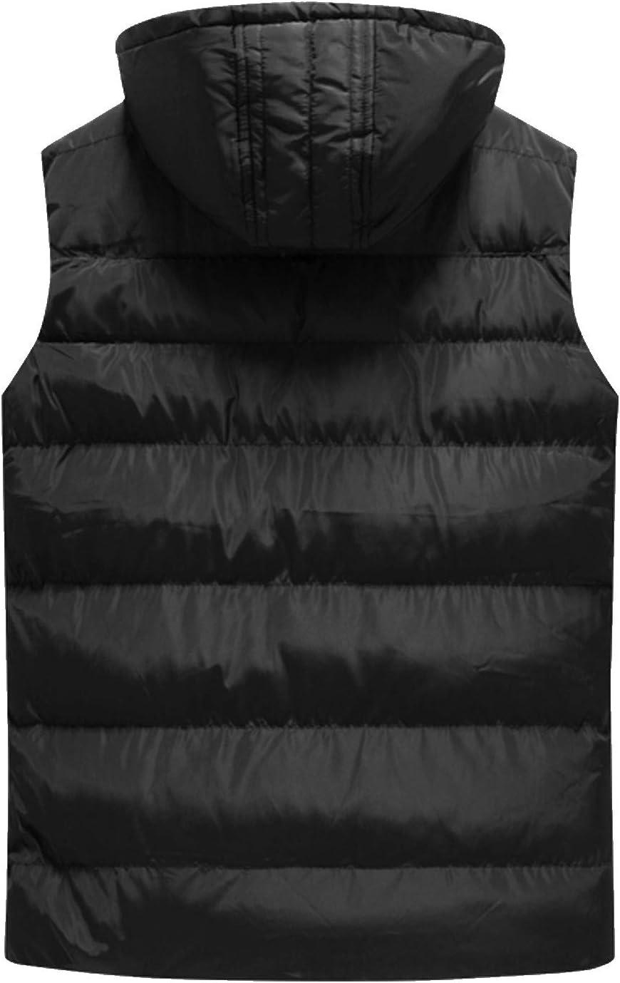 imageFlygo Mens Casual Warm Plus Size Down Puffer Quilted Outdoor Hooded Vest OutwearArmy Green