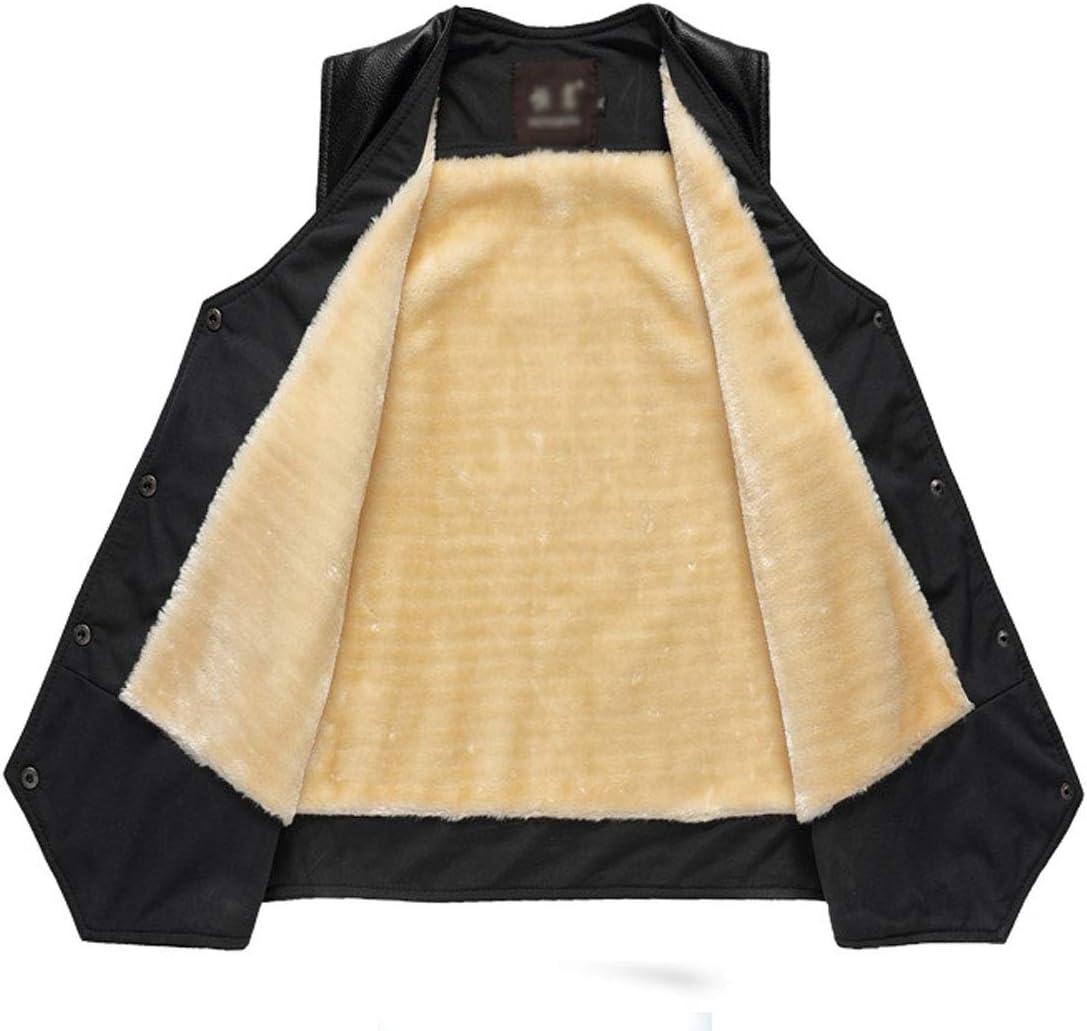 imageFlygo Mens Classic PU Leather Vest Fleece Sherpa Lined Waistcoat Sleeveless Button Down V Neck JacketLight Yellow