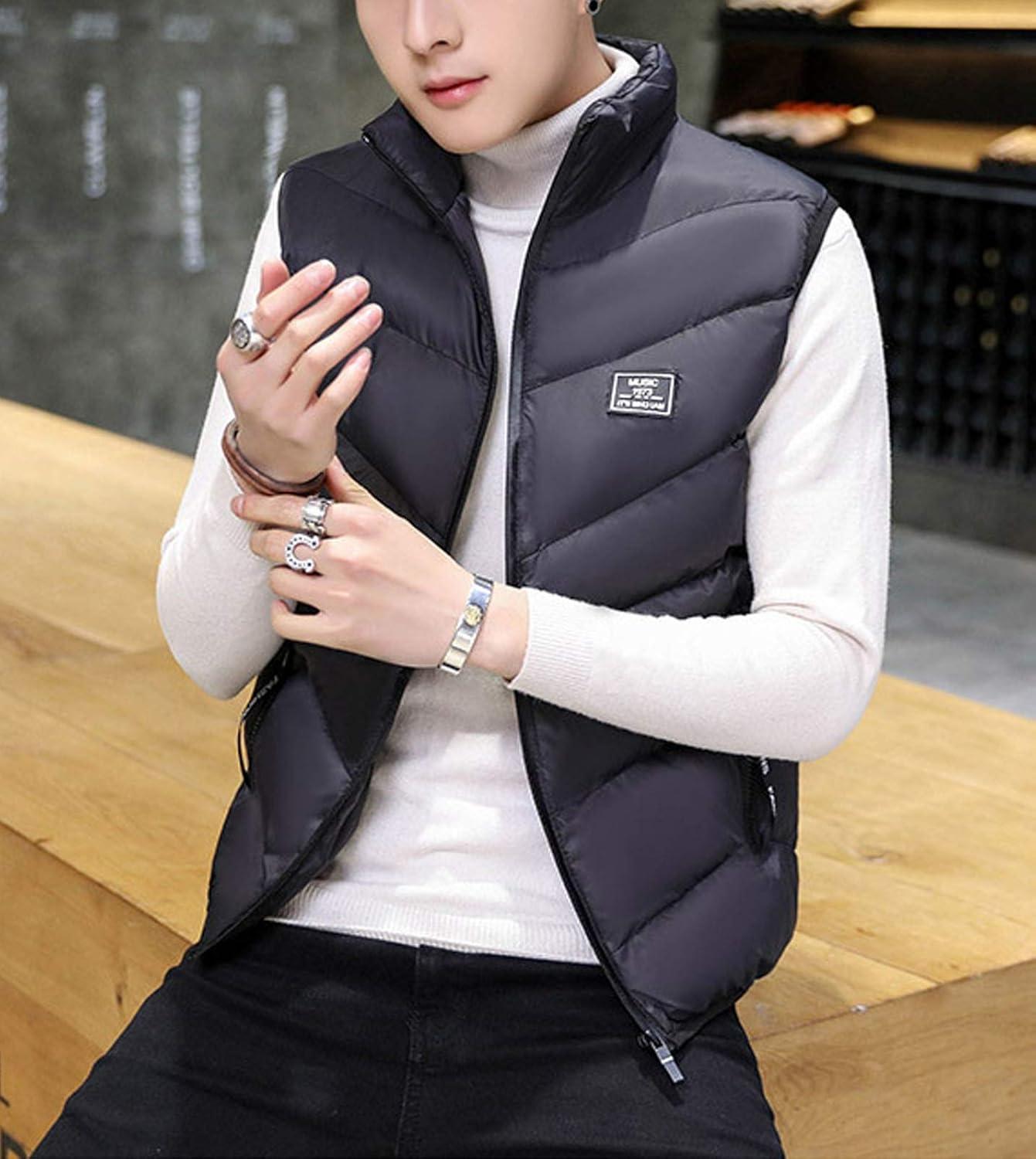 imageFlygo Mens Lightweight Down Vest Outdoor WaterResistance Puffer Vest JacketBlack