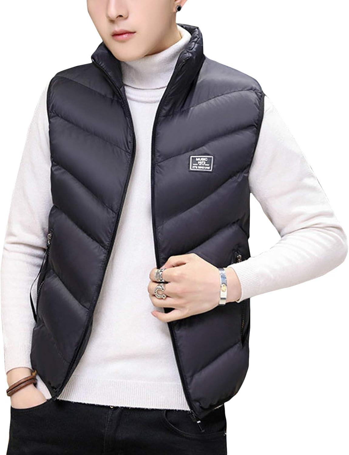 imageFlygo Mens Lightweight Down Vest Outdoor WaterResistance Puffer Vest JacketBlack