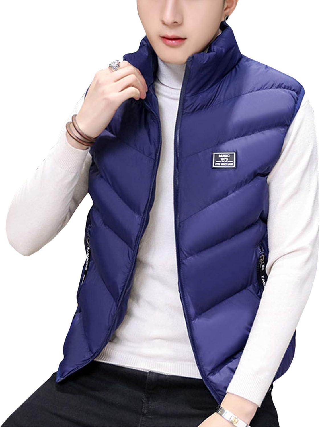 imageFlygo Mens Lightweight Down Vest Outdoor WaterResistance Puffer Vest JacketNavy