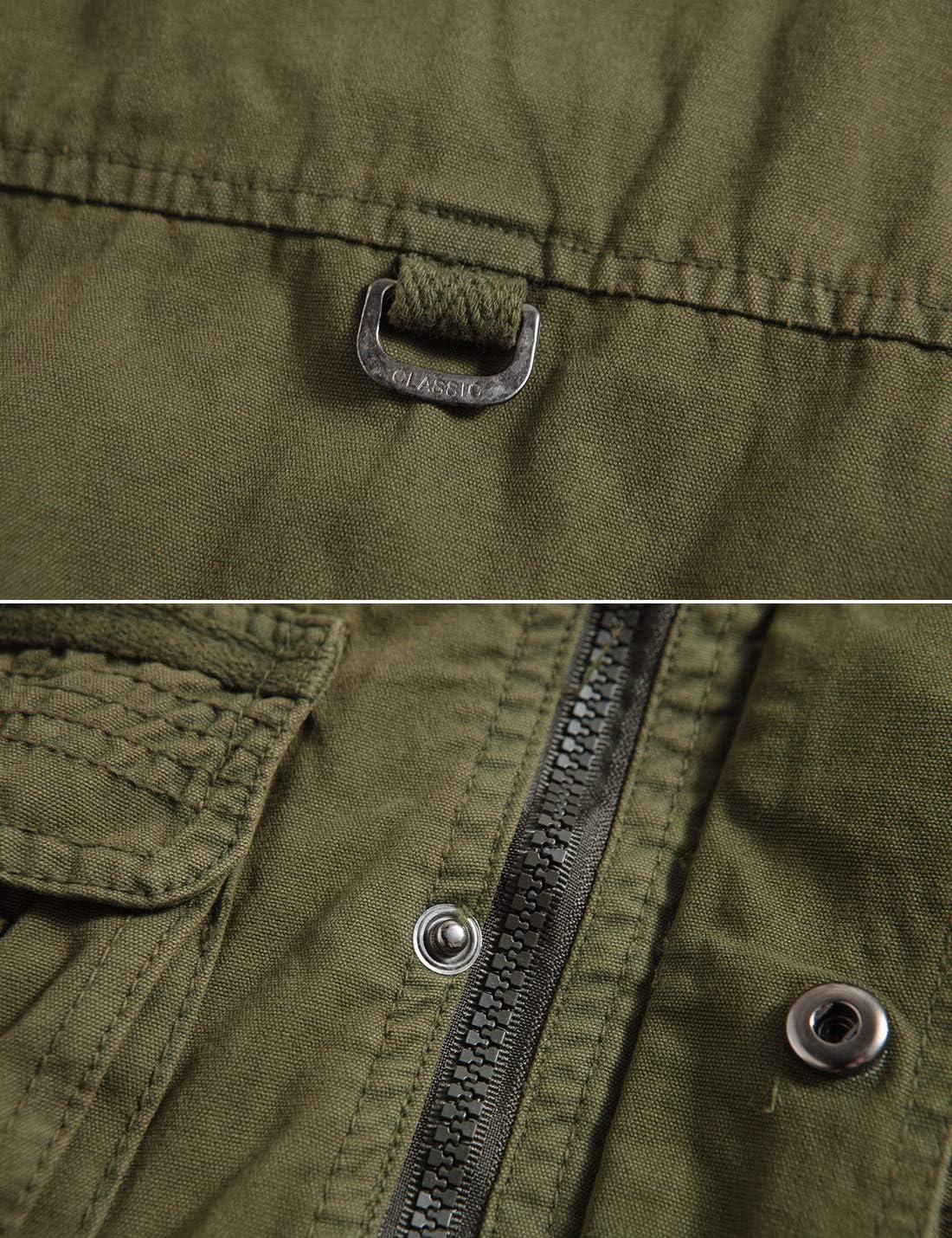 imageFlygo Mens Military Outdoor Multi Pockets Climbing Hiking Sleeveless Cotton Mesh Vest JacketDark Green