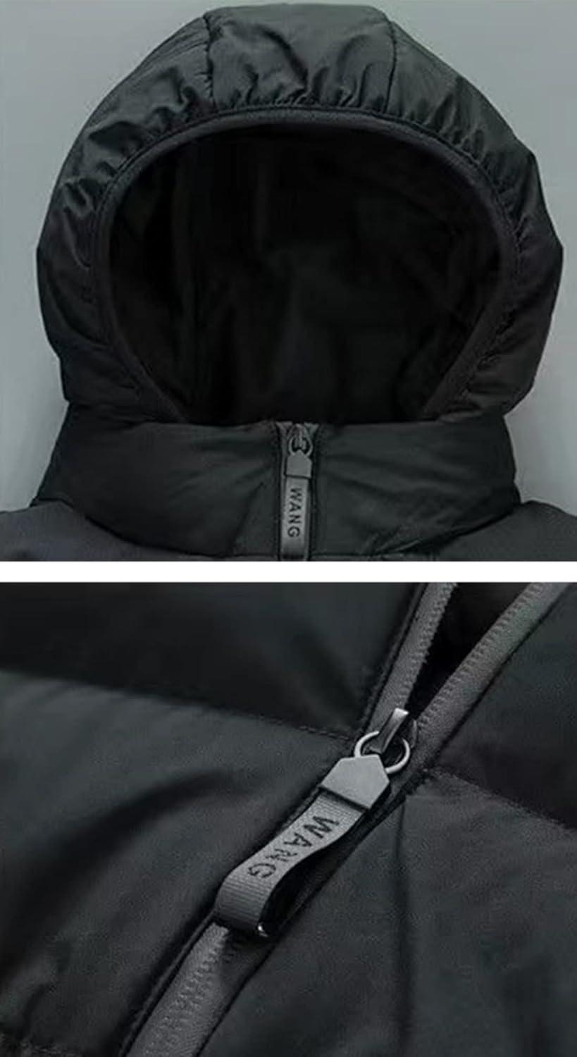 imageFlygo Mens Outdoor Hooded Padded Puffer Vest Lightweight Sleeveless Down JacketNavyblue