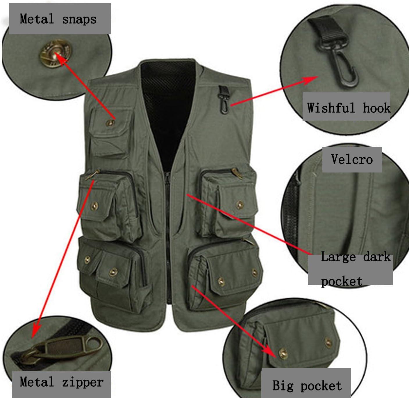 imageFlygo Mens Outdoor Work Utility Fishing Hunting Photography Travel Vest with Multiple Pockets Large Black