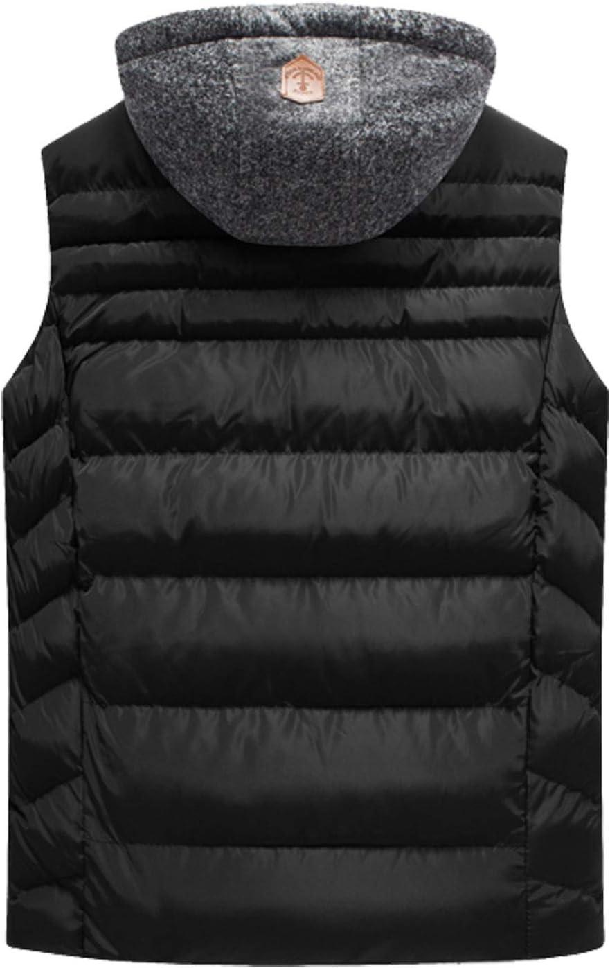 imageFlygo Mens Plus Size Puffer Sleeveless Vest Jacket with Removable HoodedBlue