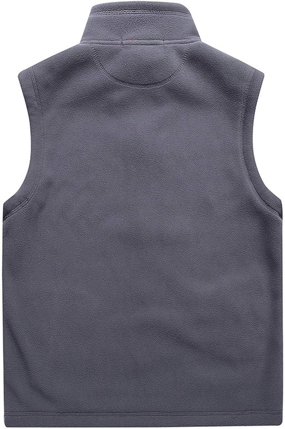 imageFlygo Mens Polar Fleece Vest Mountain Full Zip Up Lightweight Outdoor Work JacketGrey