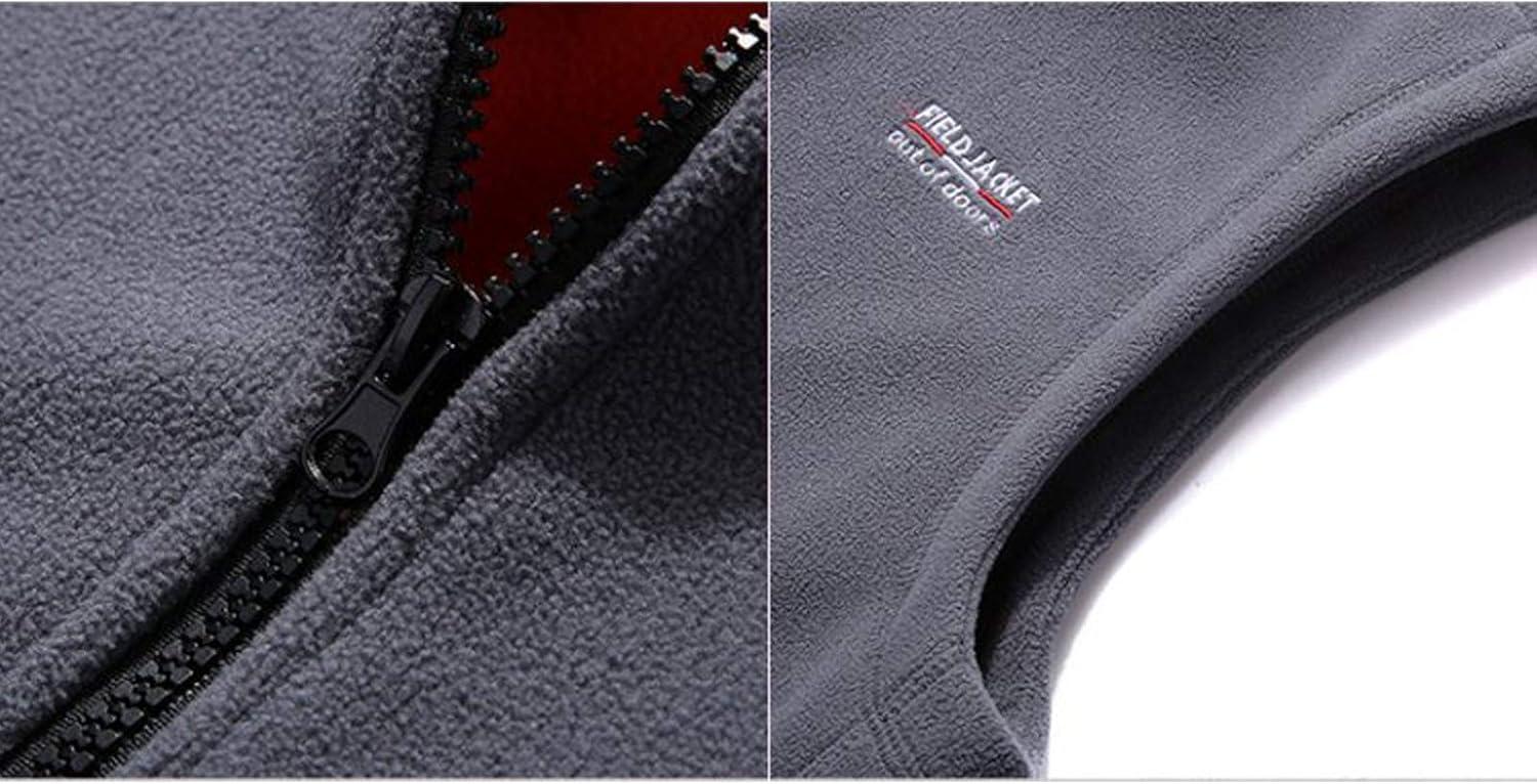 imageFlygo Mens Polar Fleece Vest Mountain Full Zip Up Lightweight Outdoor Work JacketGrey