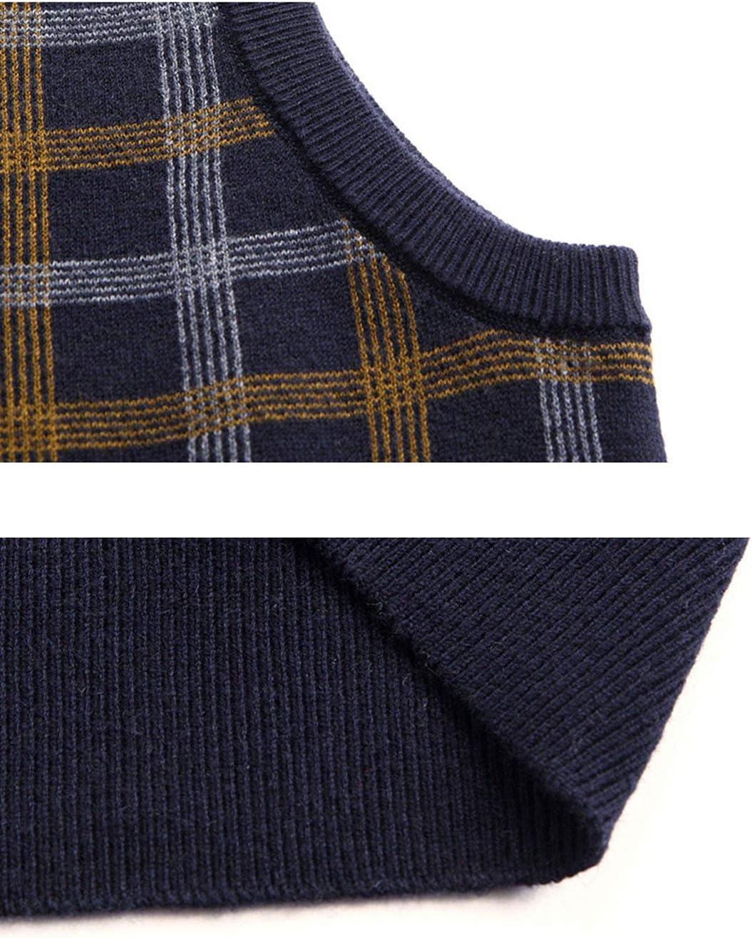 imageFlygo Mens Slim Fit Plaid Knitted VNeck Sweater Vests PulloverKhaki