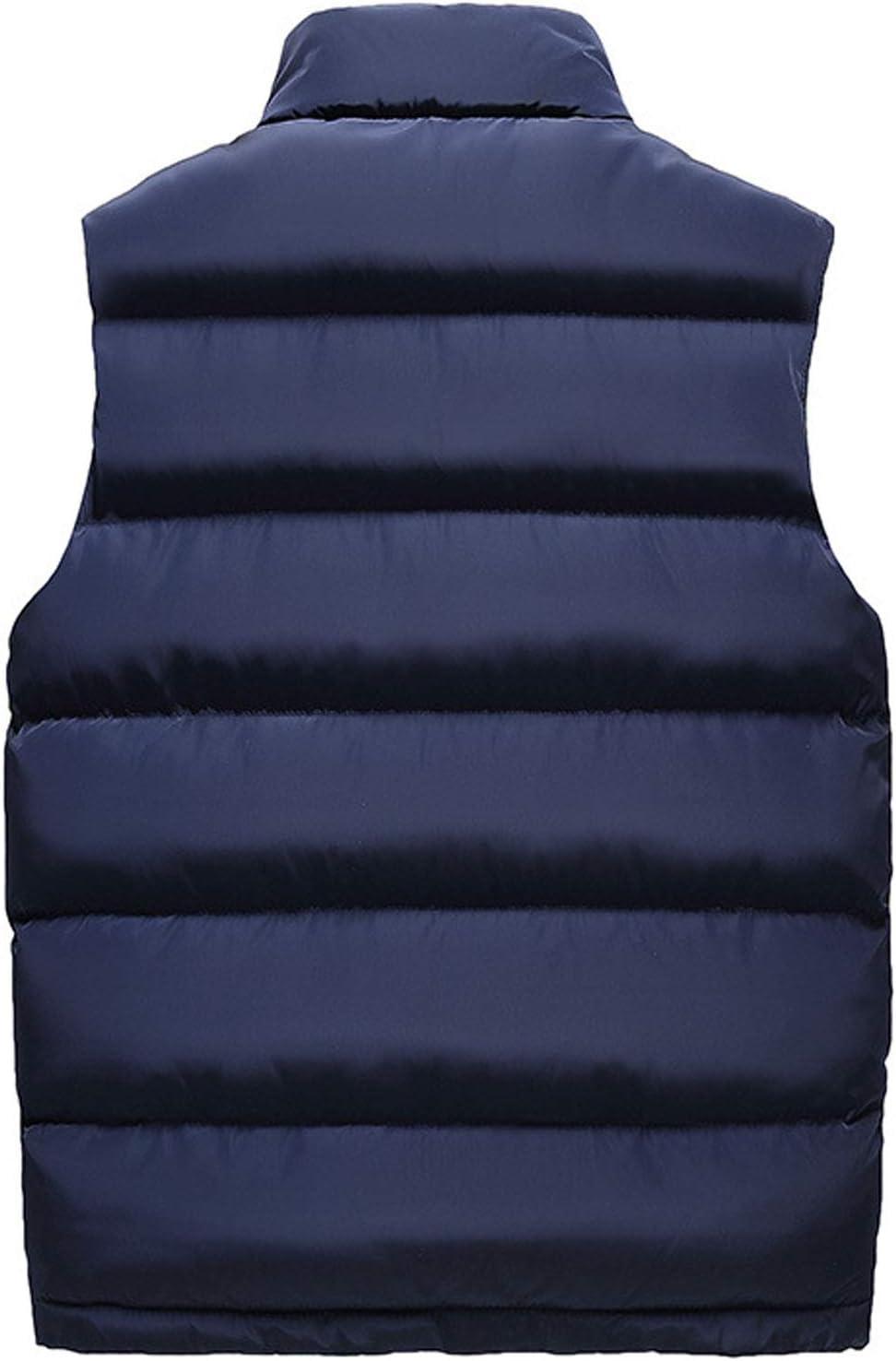 imageFlygo Mens Stand Collar Winter Warm Thick Quilted Padded Puffer Down VestNavy