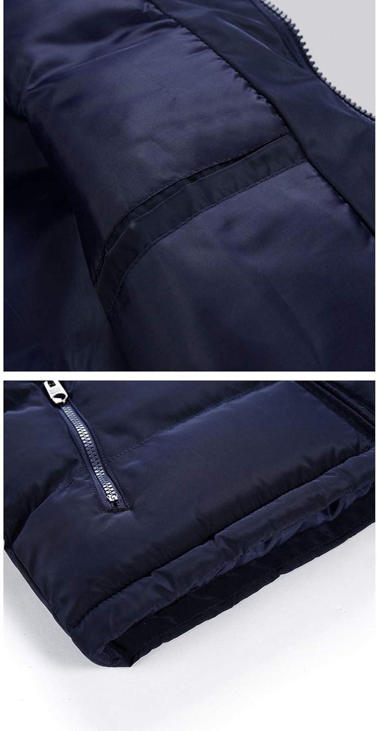 imageFlygo Mens Stand Collar Winter Warm Thick Quilted Padded Puffer Down VestNavy