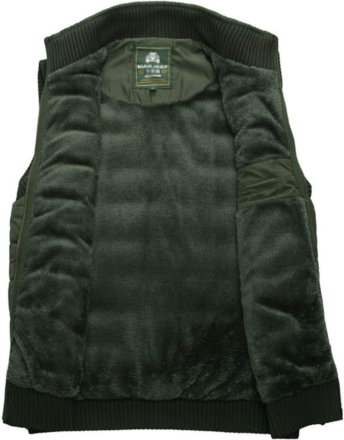 imageFlygo Mens Stylish Stand Collar Fleece Down Quilted Puffer Vest Active Bodywarmer GiletArmy Green